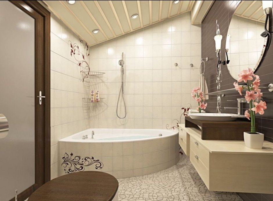 Ванная комната с угловой ванной
