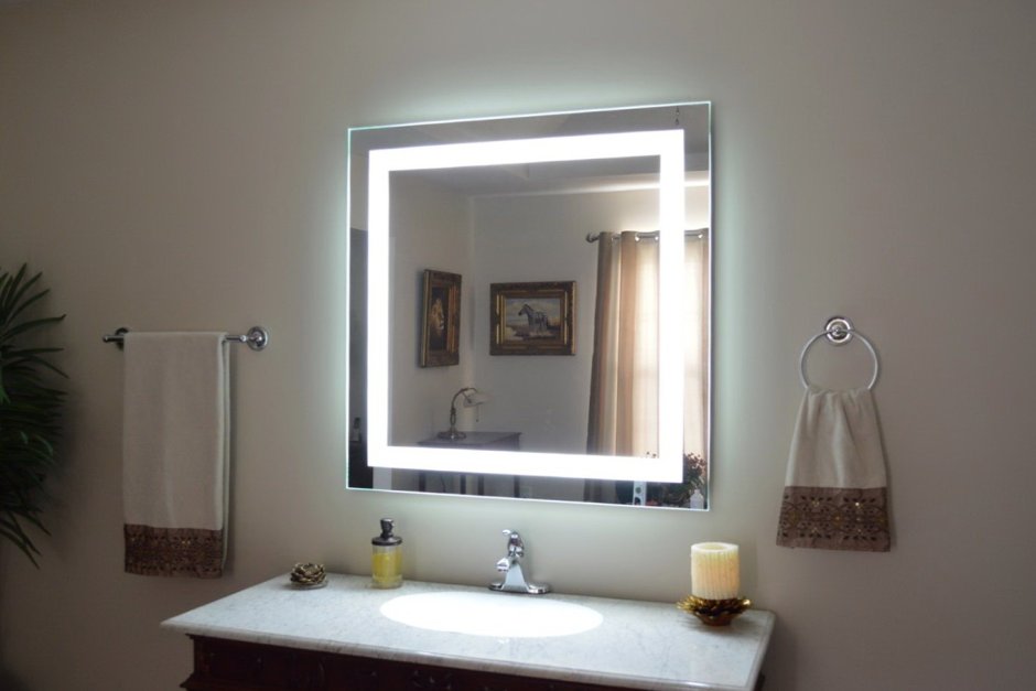 Зеркало с подсветкой в интерьере