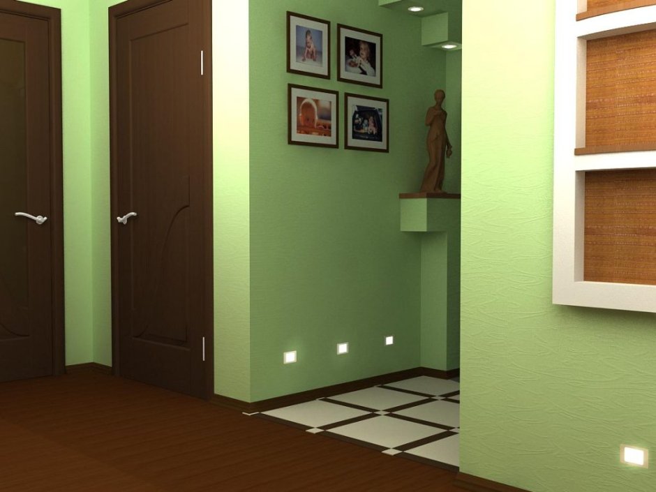 Зеленые стены в коридоре