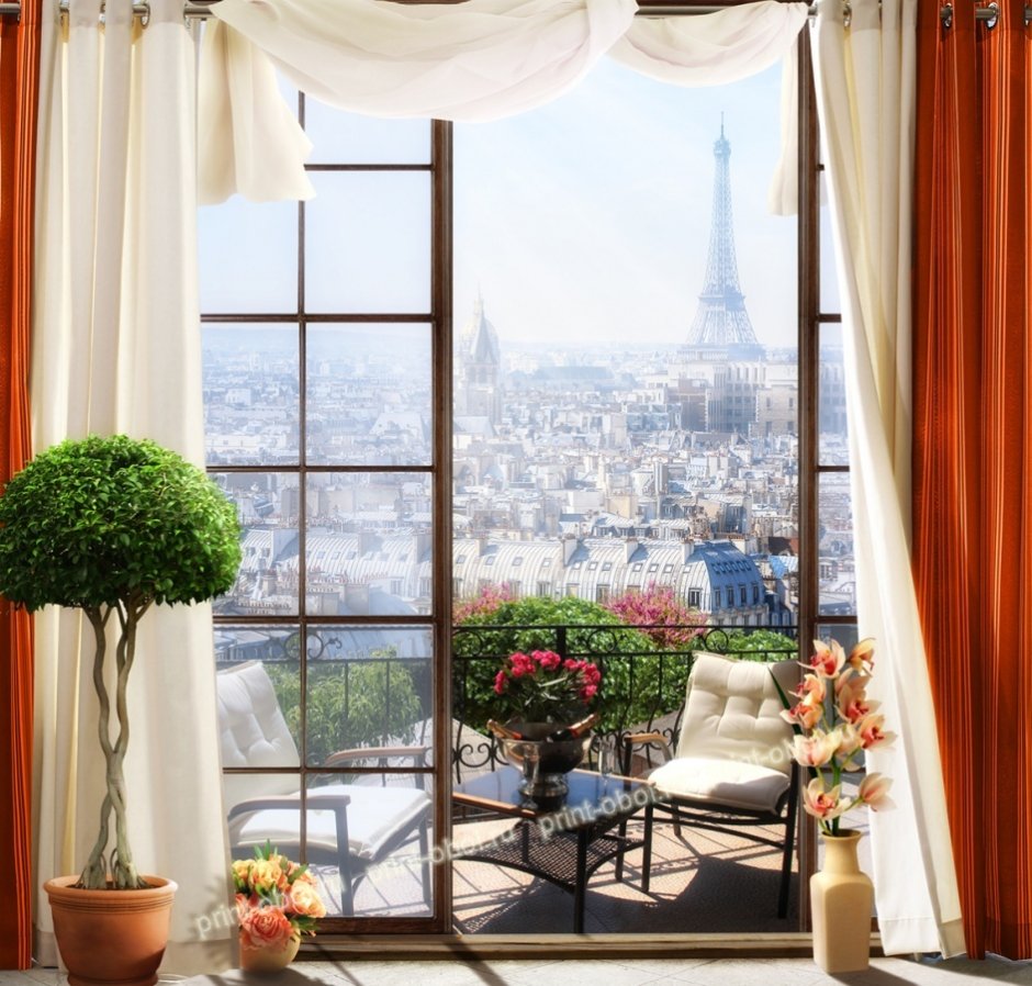 Фреска окно в Париж