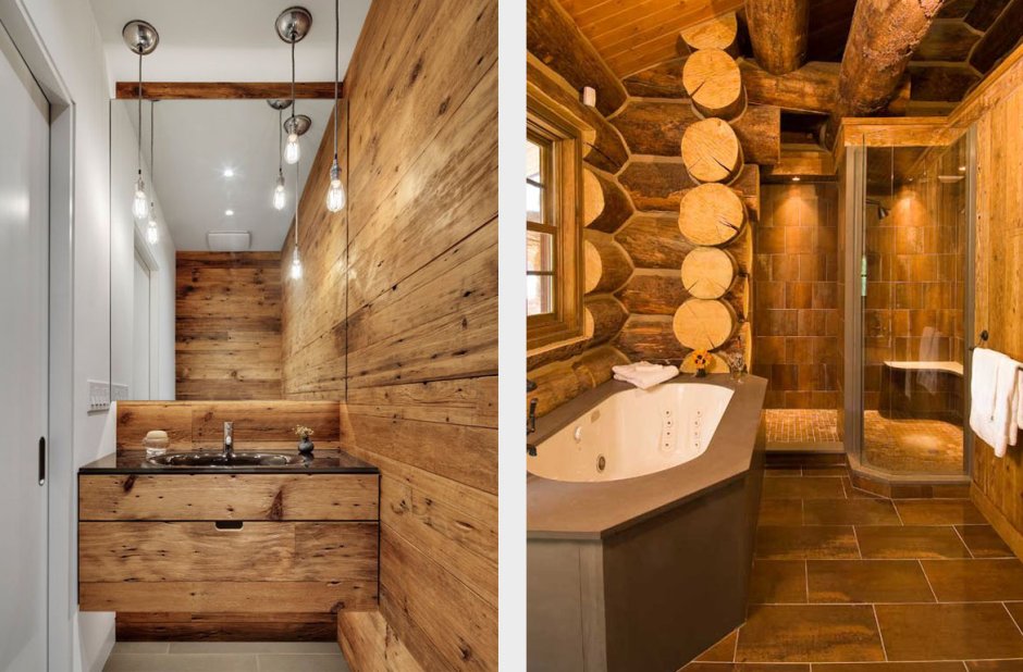 Ванна в стиле Прованс в деревянном доме