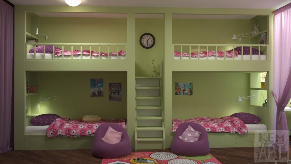 Детская комната на 3 ребенка