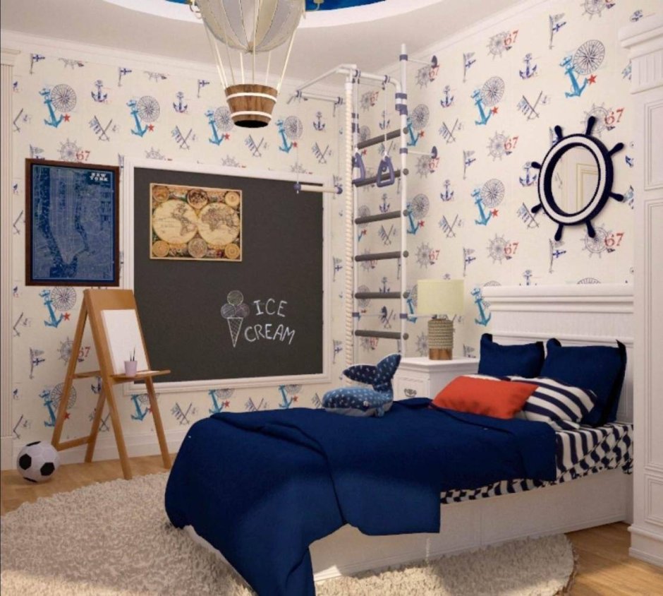 Комната для подростка мальчика в морском стиле