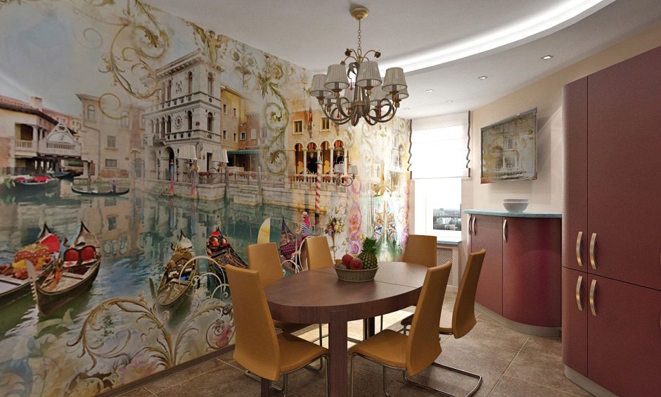 Фреска в гостиной в современном стиле