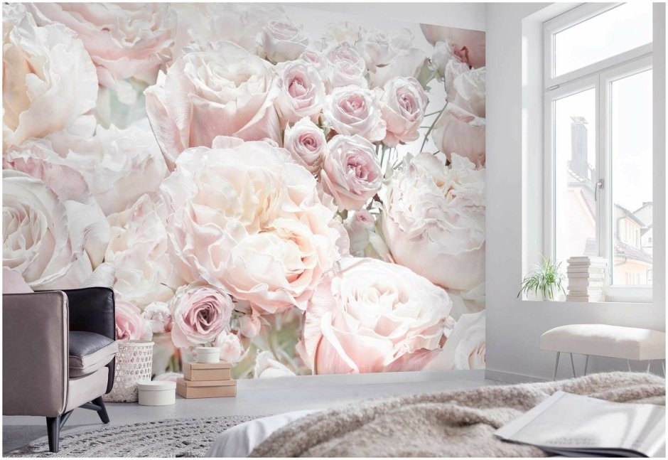 Фотообои 3d розы на стене