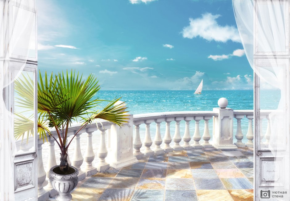 Фреска балкон с видом на море