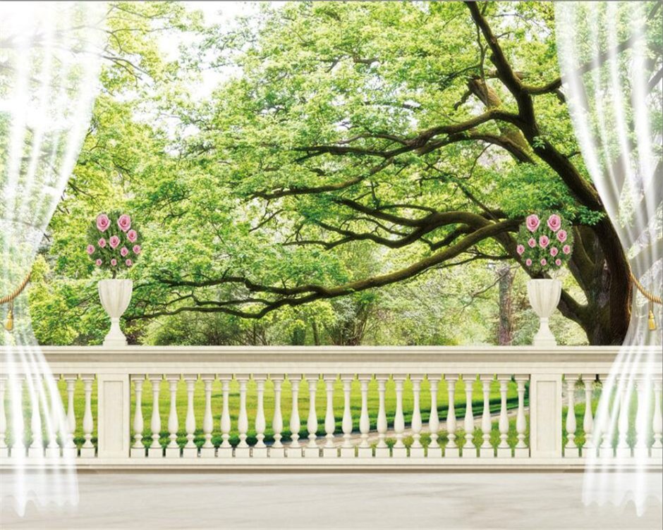 Вид с балкона на сад