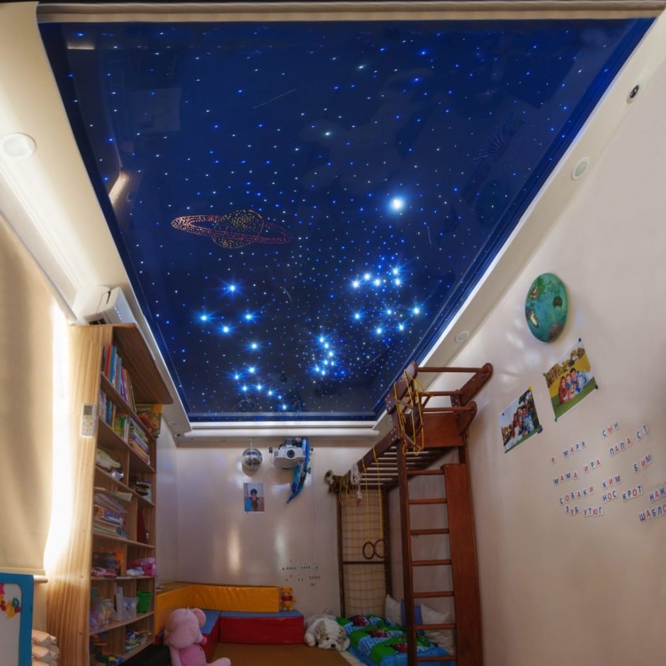 Звездный потолок в комнате (70 фото)