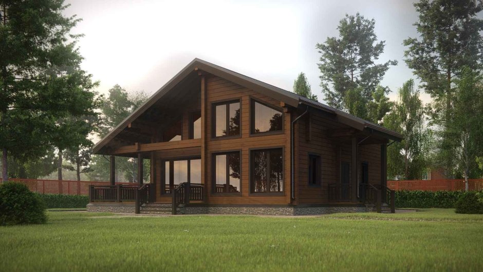 Коричневый деревянный дом