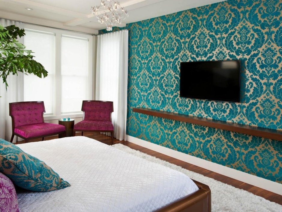 Интерьер комнаты в бирюзовом цвете