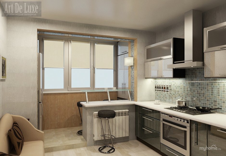 Объединение панорамного балкона с кухней