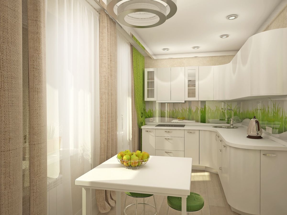 Интерьер маленькой кухни в квартире в светлых тонах фото