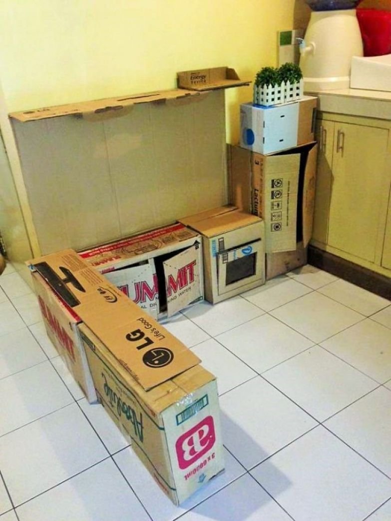 Кухня из картонной коробки