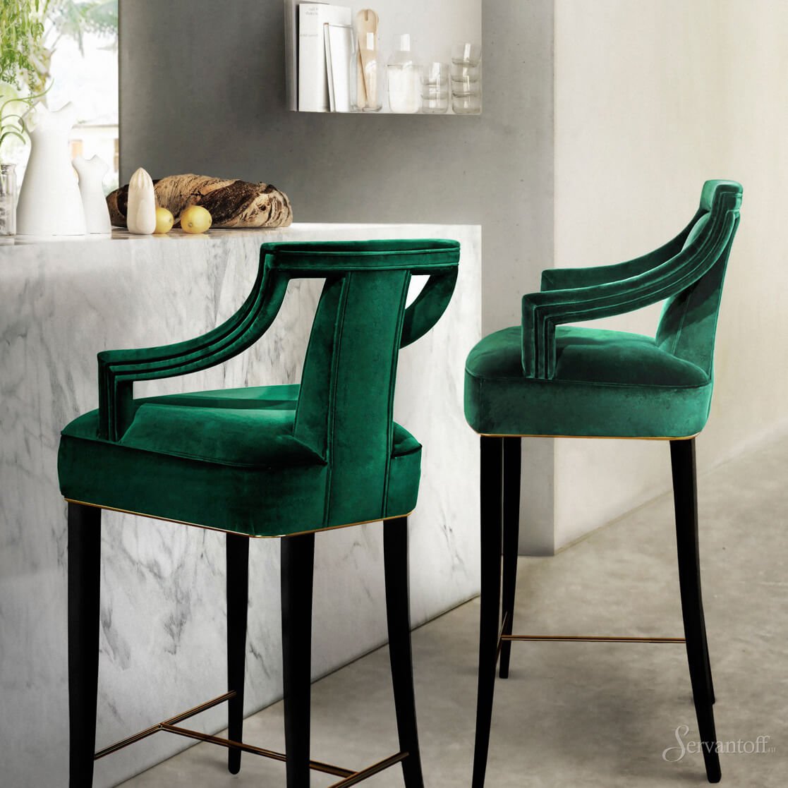 кухонные стулья изумрудного цвета