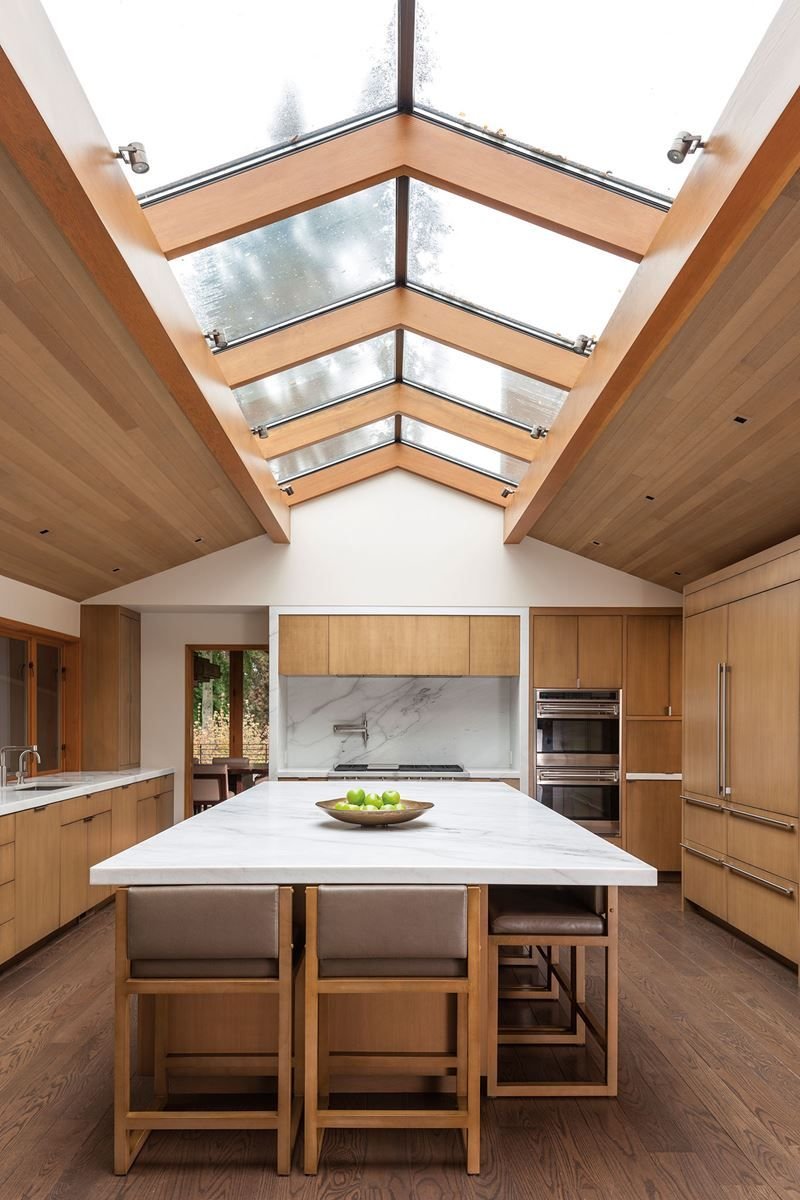 Стеклянный потолок на кухне (59 фото)