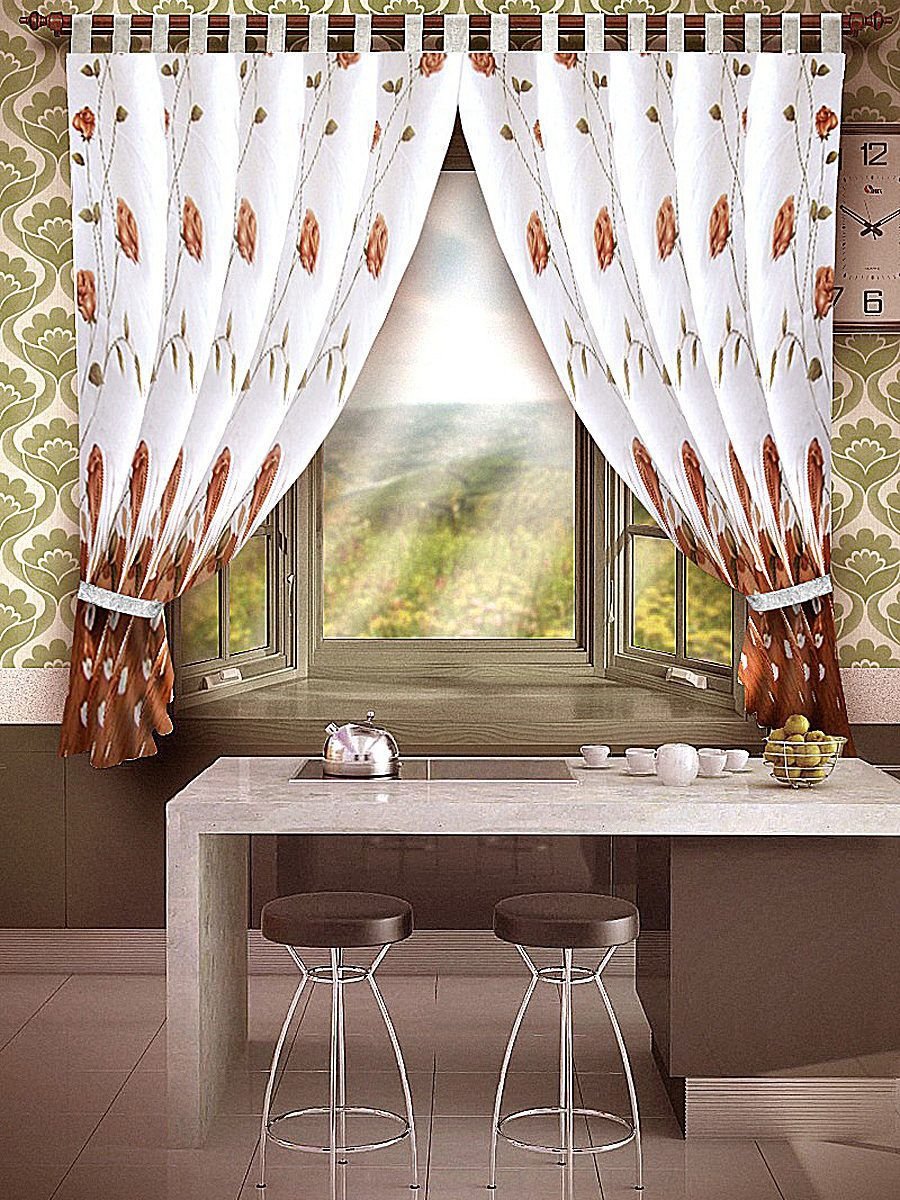 Комплект штор для кухни «гирос (серебристо-белый)» арт.206302