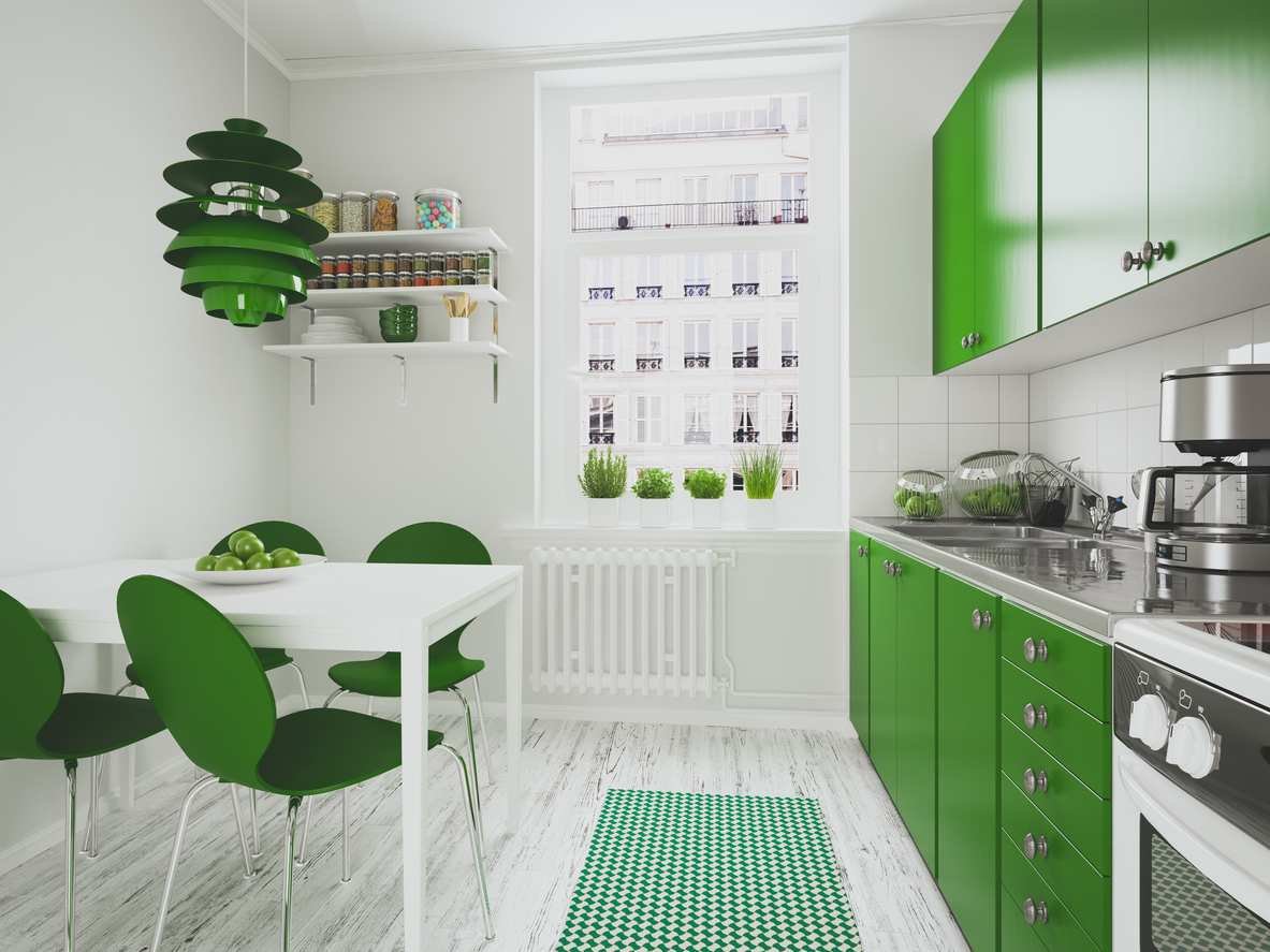 Зеленая кухня в интерьере фото