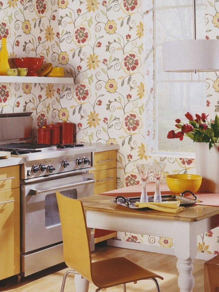 Кухня в желтом матовом цвете с белым
