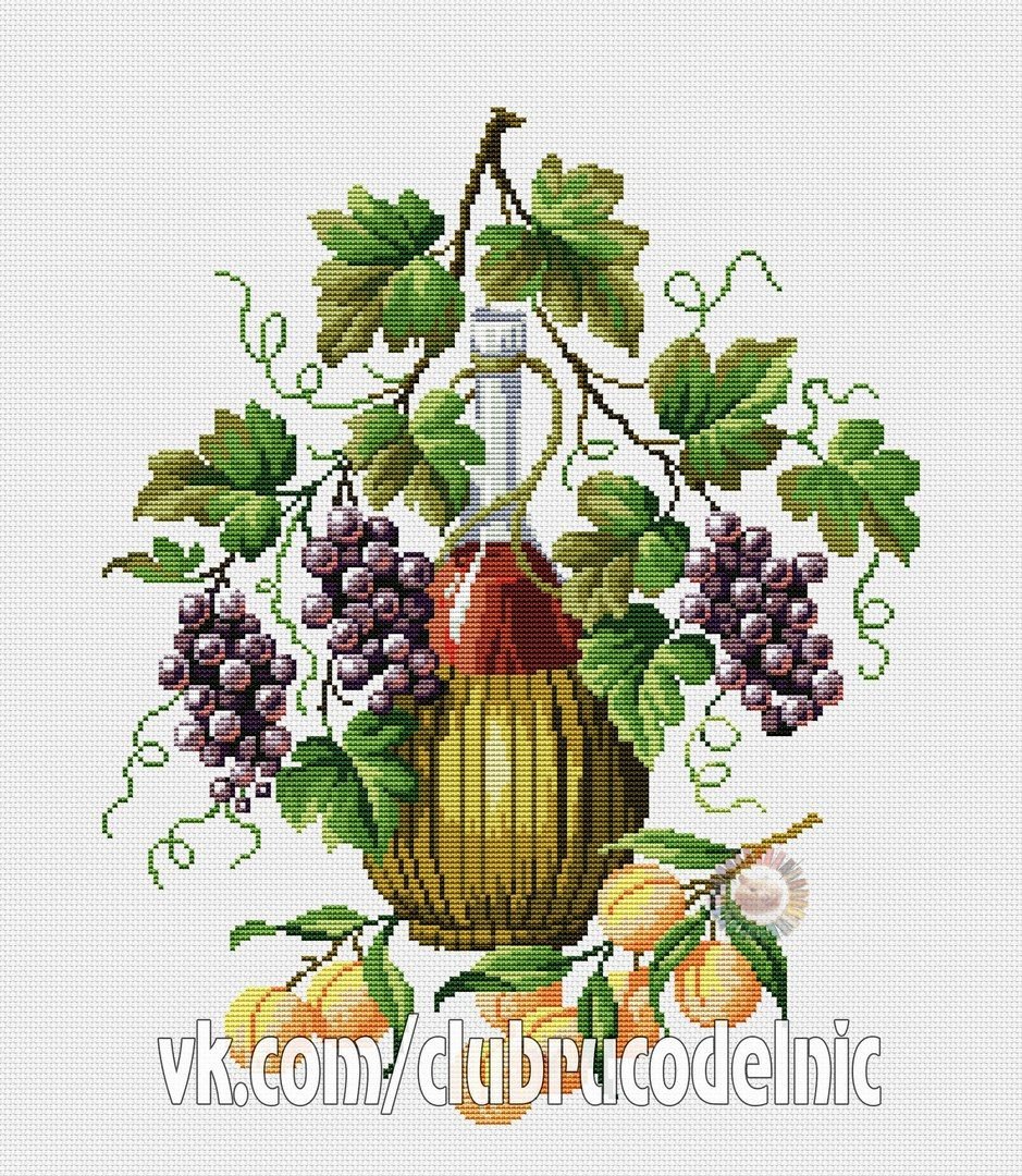 Вышивка крестиком фрукты в корзине