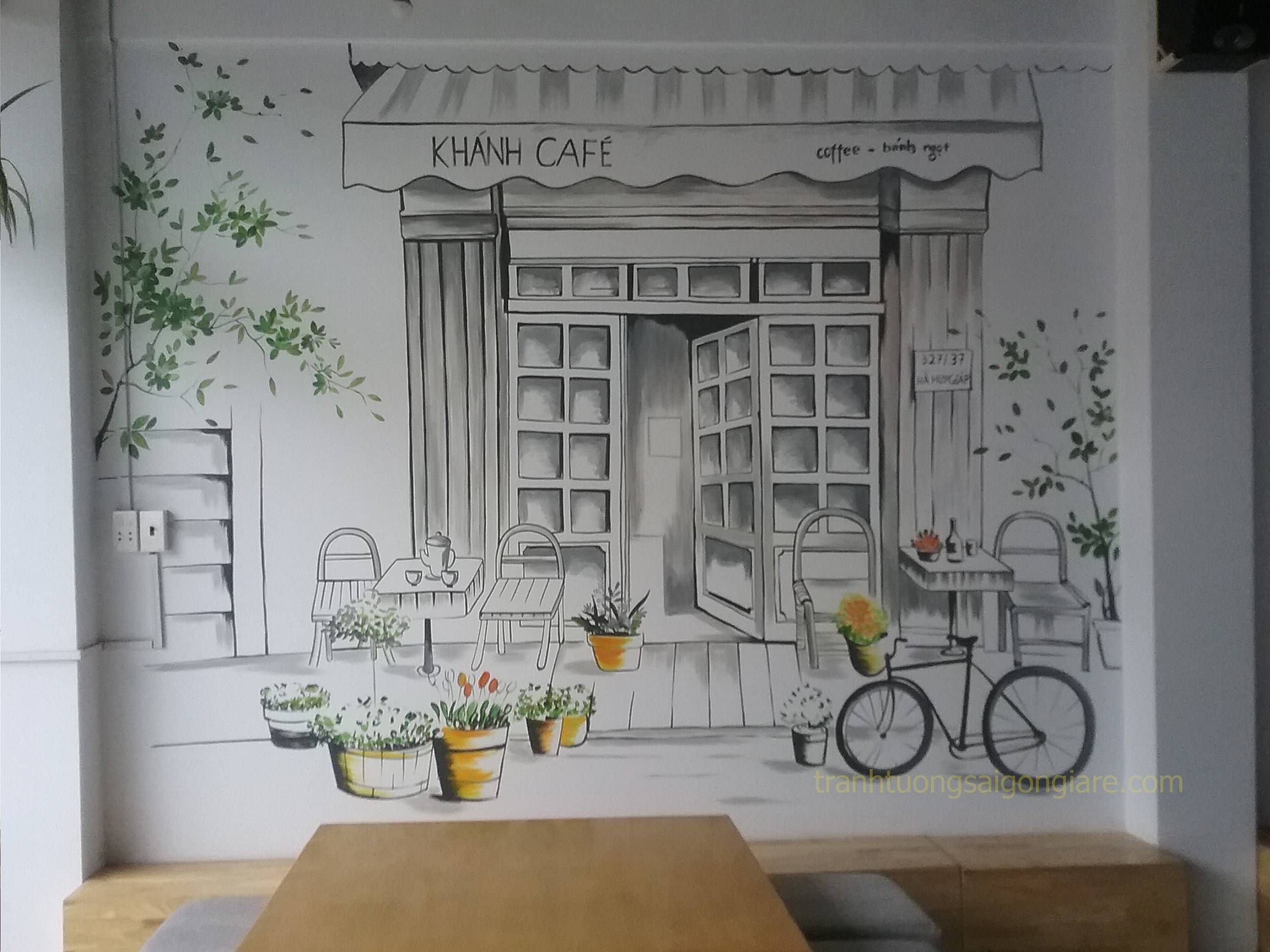 Роспись стен на кухне в стиле кафе