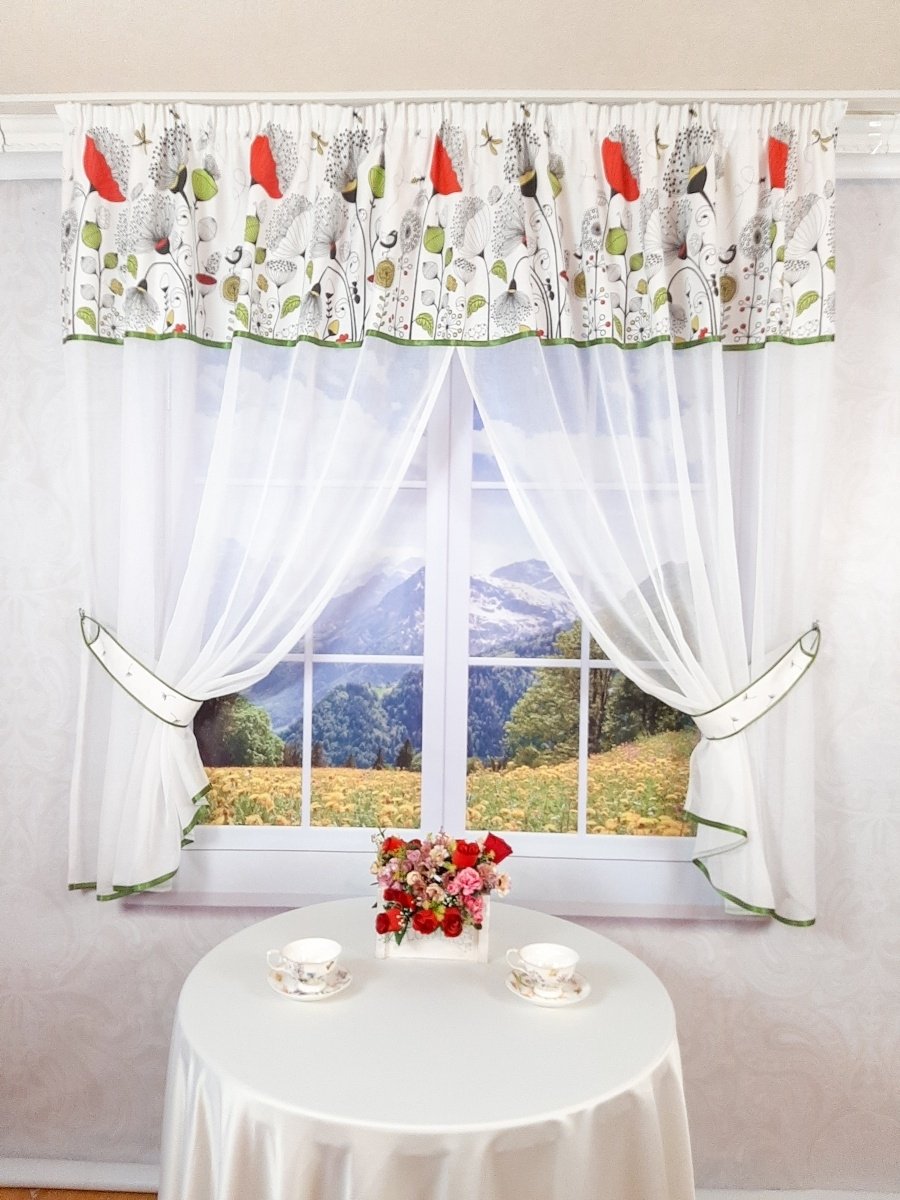Тюль на кухню короткие