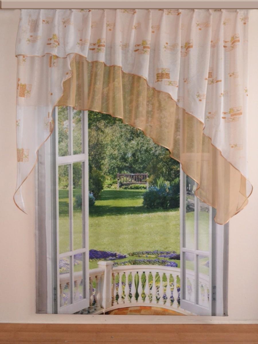 Шторы "арка" клетка, бежевый (ark15-2)