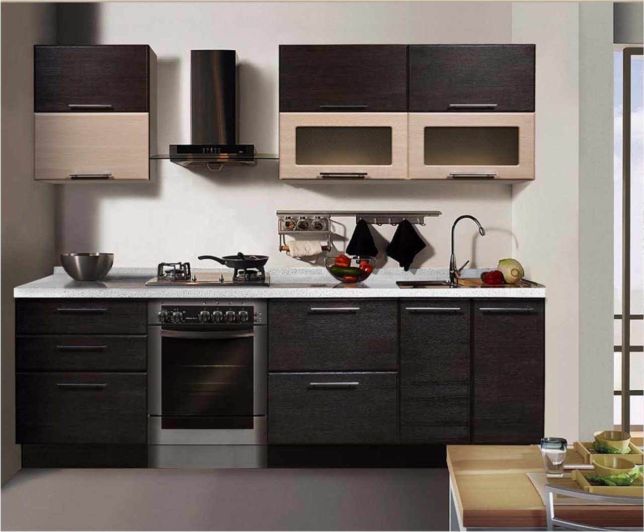 мебель кухонная коричневого цвета