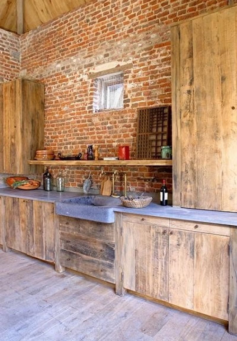 Кухня из дерева в стиле лофт