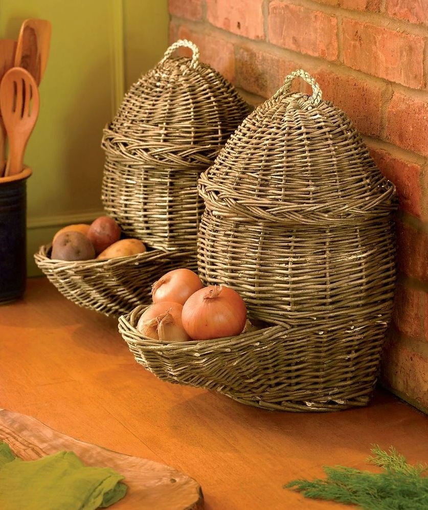 Плетеные корзины для хранения овощей