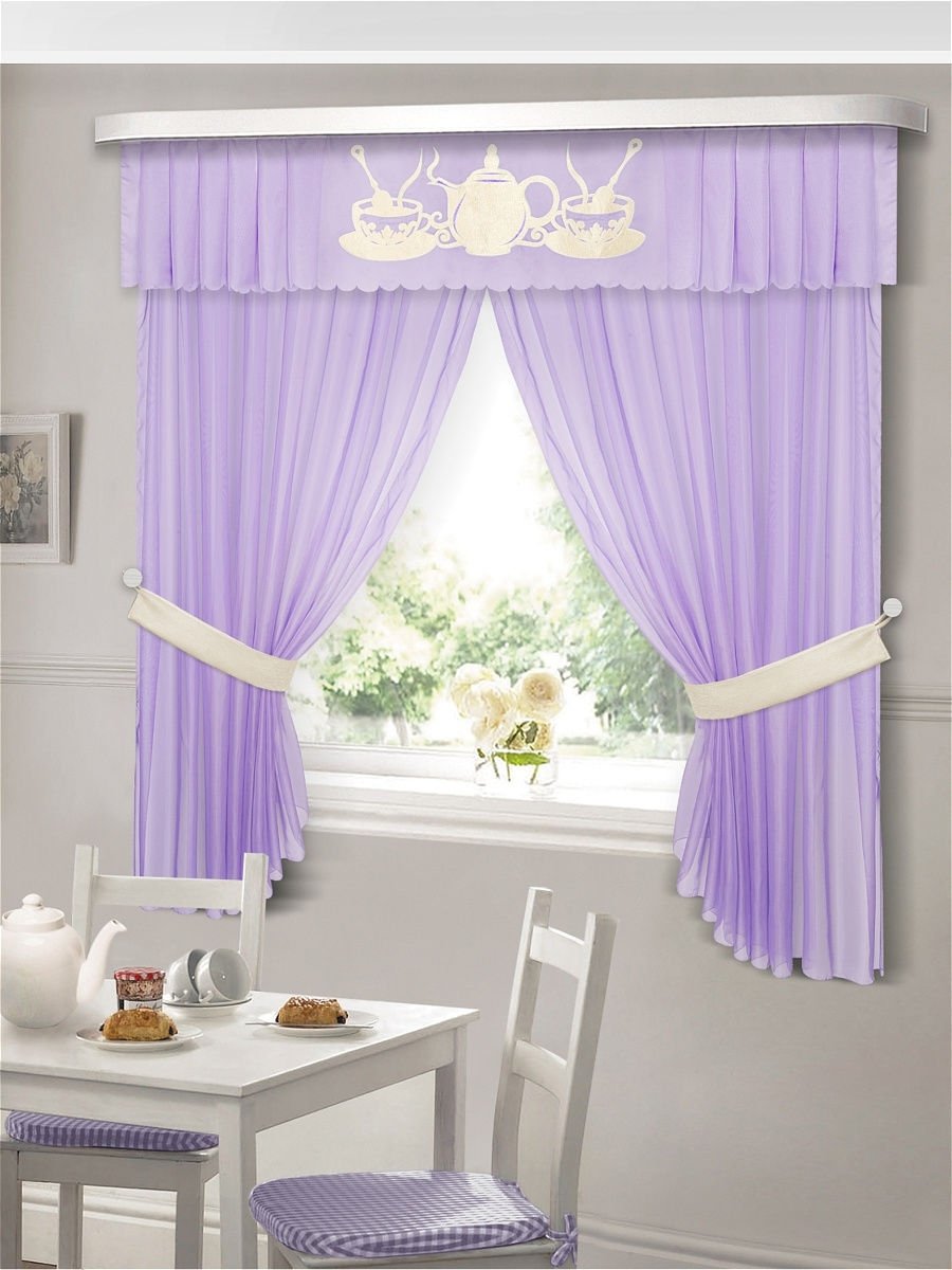 Фиолетовые шторы в стиле Кантри