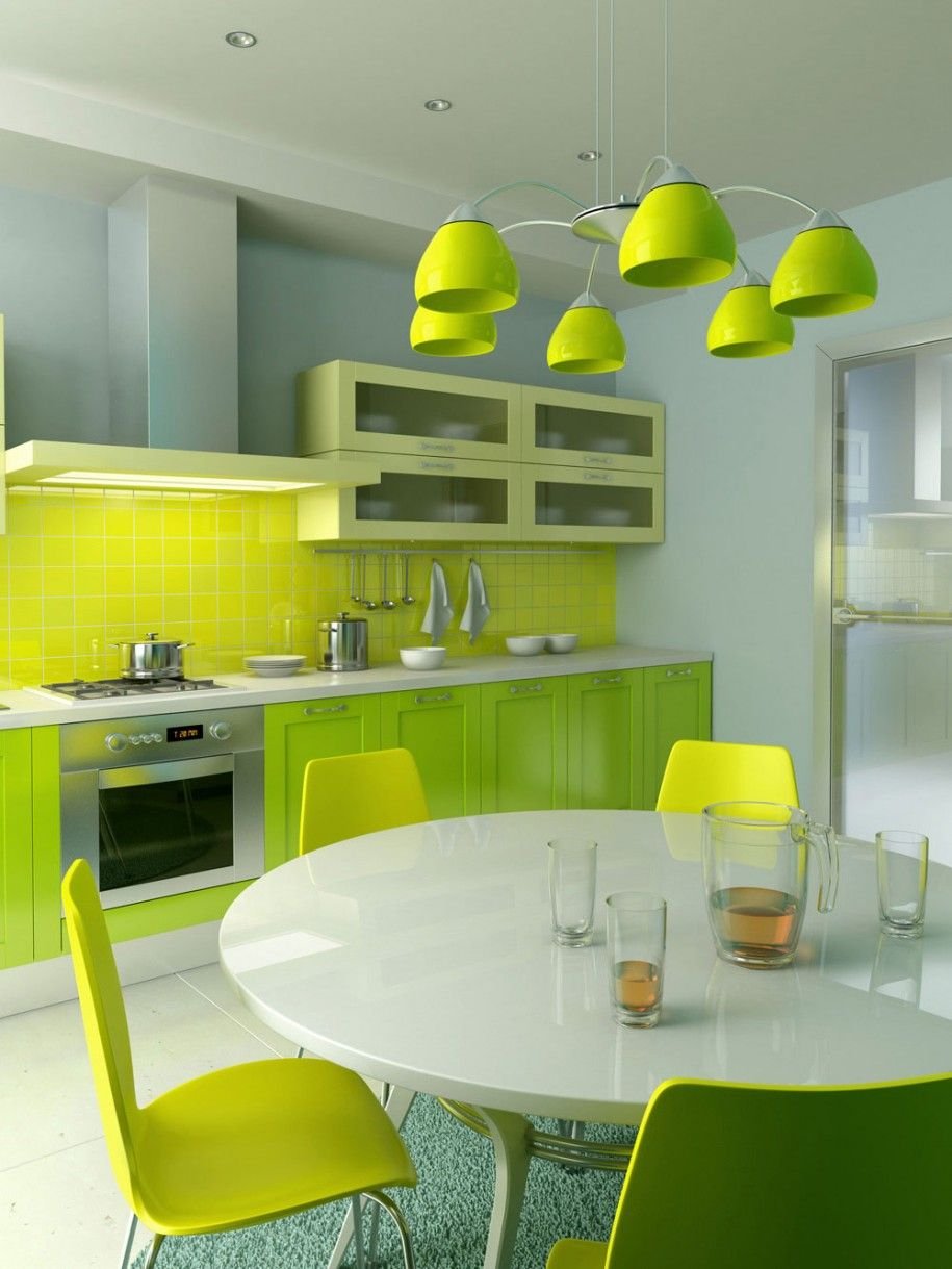 Желто зеленая кухня (88 фото)