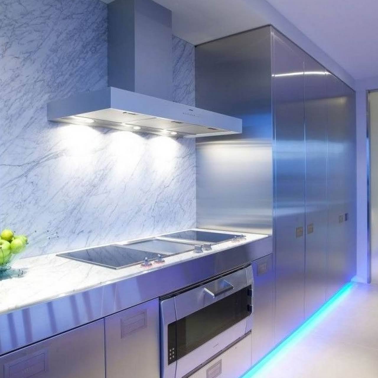 Подсветка кухни под шкафами светодиодной лентой фото