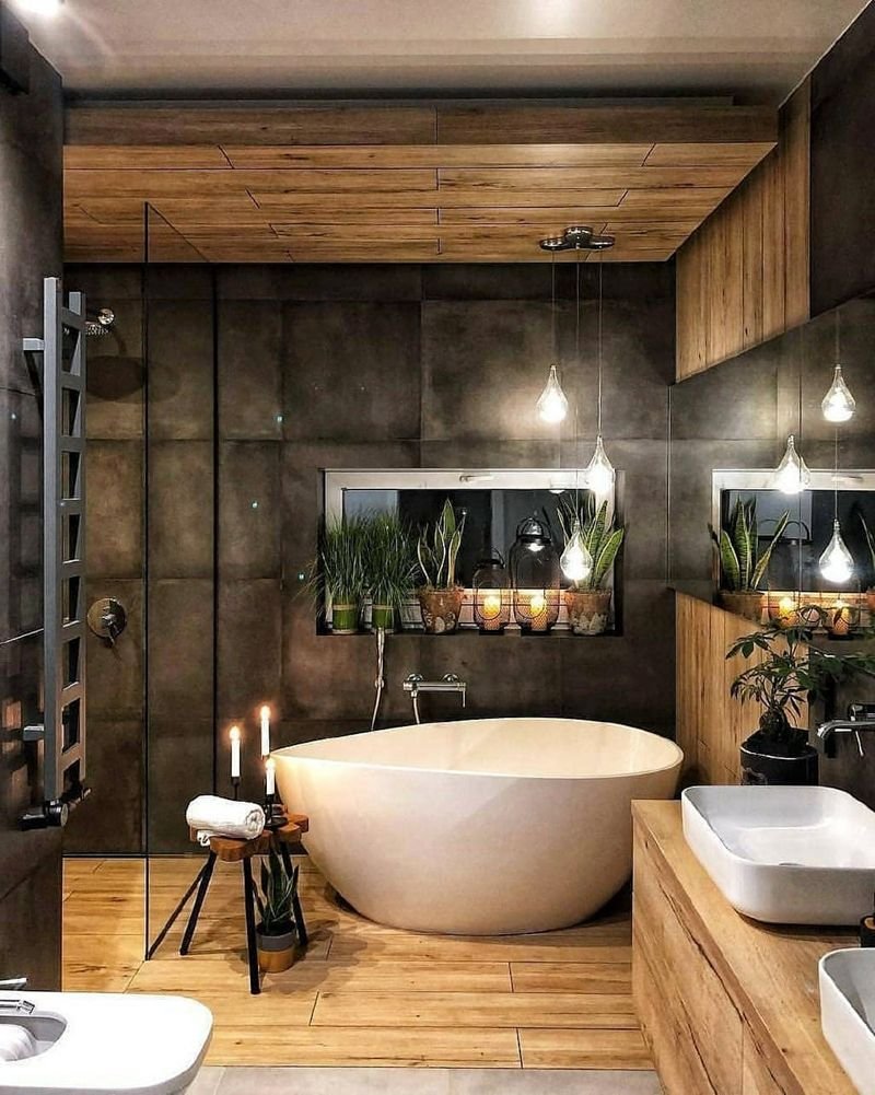 Интерьер ванной в стиле модерн (64 фото)