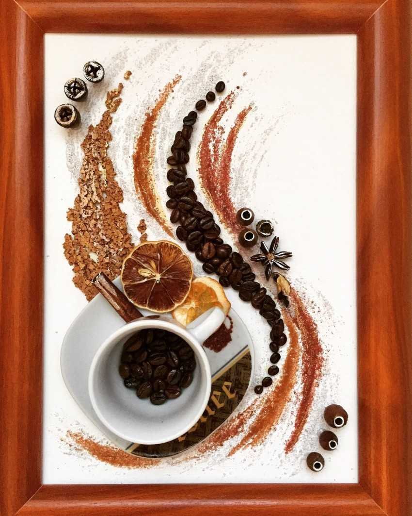 Панно из кофейных зерен своими руками: инструкция пошагово
