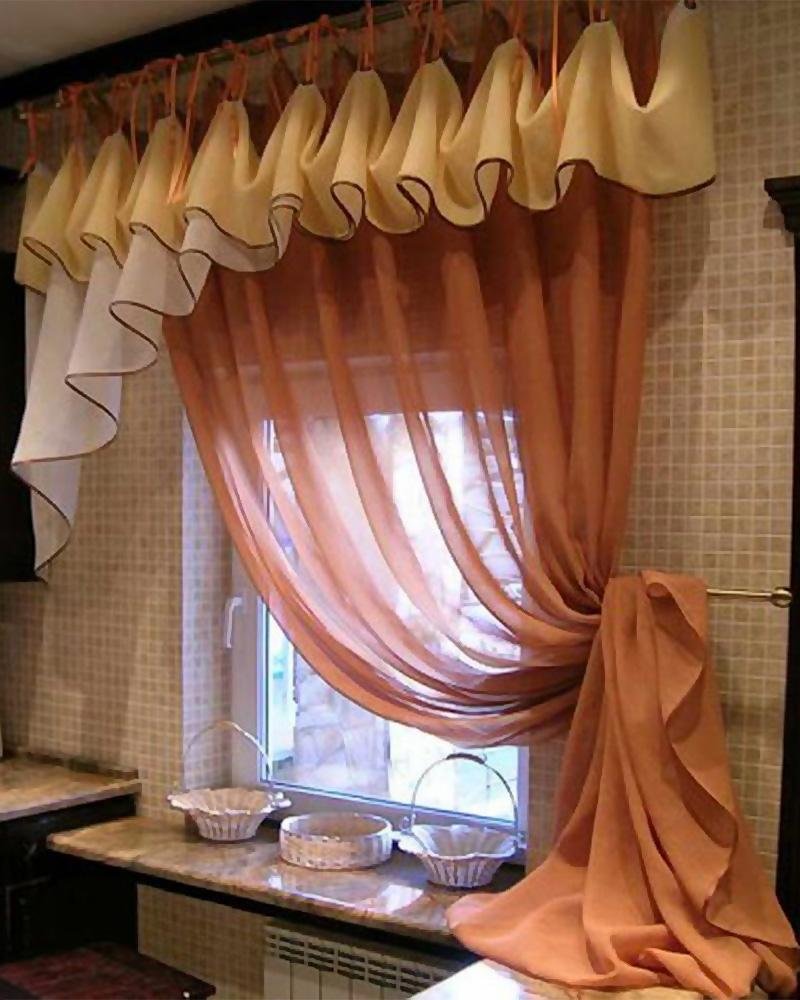 Шторки на кухню короткие