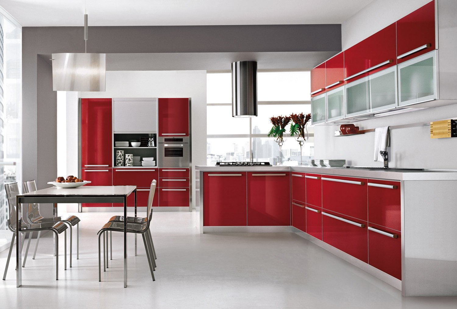 Кухни така. Красивый кухонный гарнитур. Кухня в Красном цвете. Стильные кухни. Красно белая кухня.