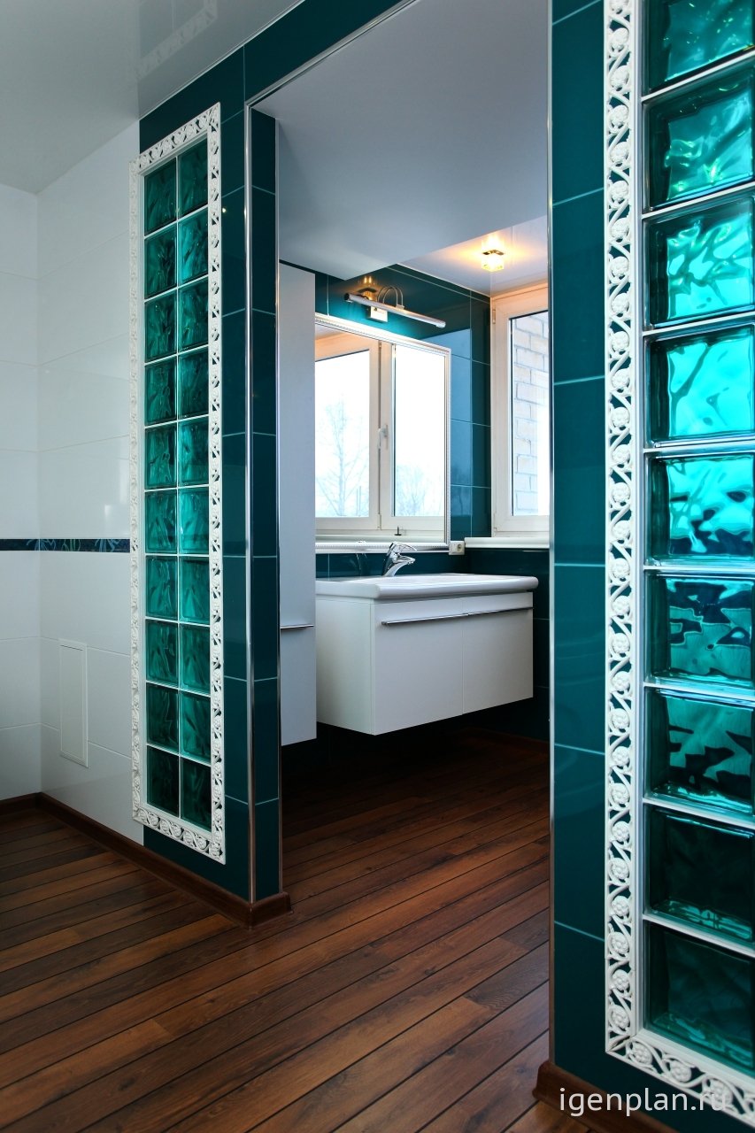 Дизайн ванной комнаты со стеклянными БЛОКАМИ
