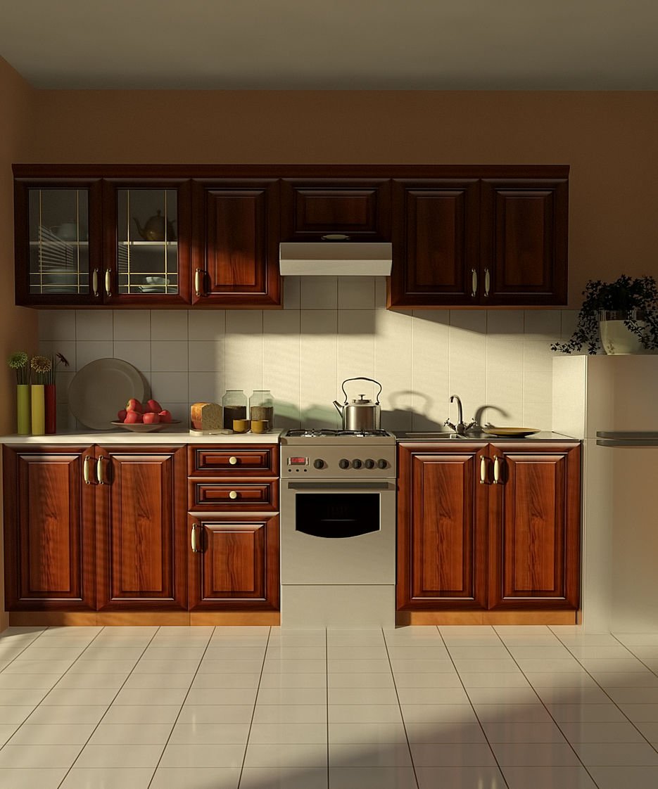 Кухонный гарнитур орехового цвета