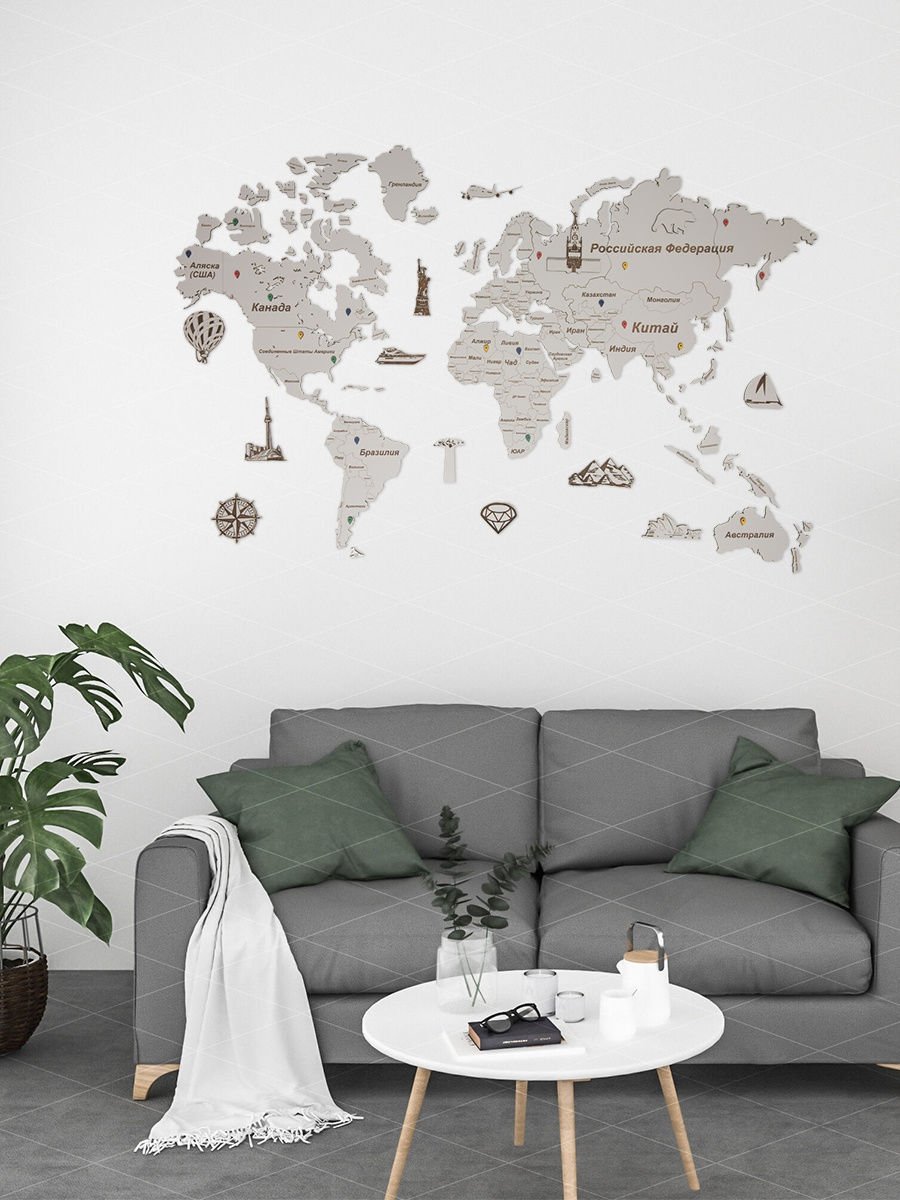 Кухня с картой мира на стене дизайн