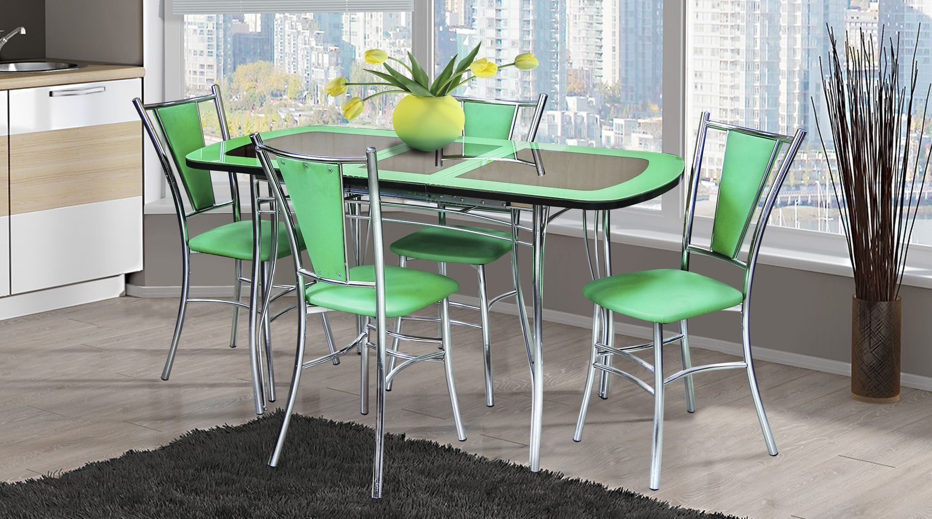Кухонный комплект стол и стулья. Стол обеденный HMD 2018 tri Dining w/ Brass Plate. Столы и стулья для кухни. Кухонный стол и стулья. Кухня с зелеными стульями.