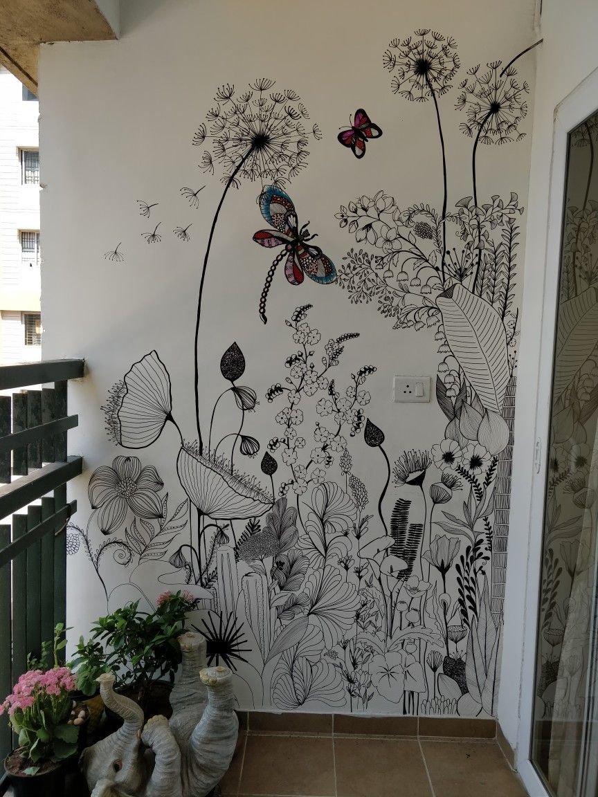 Роспись стен в квартире тропики