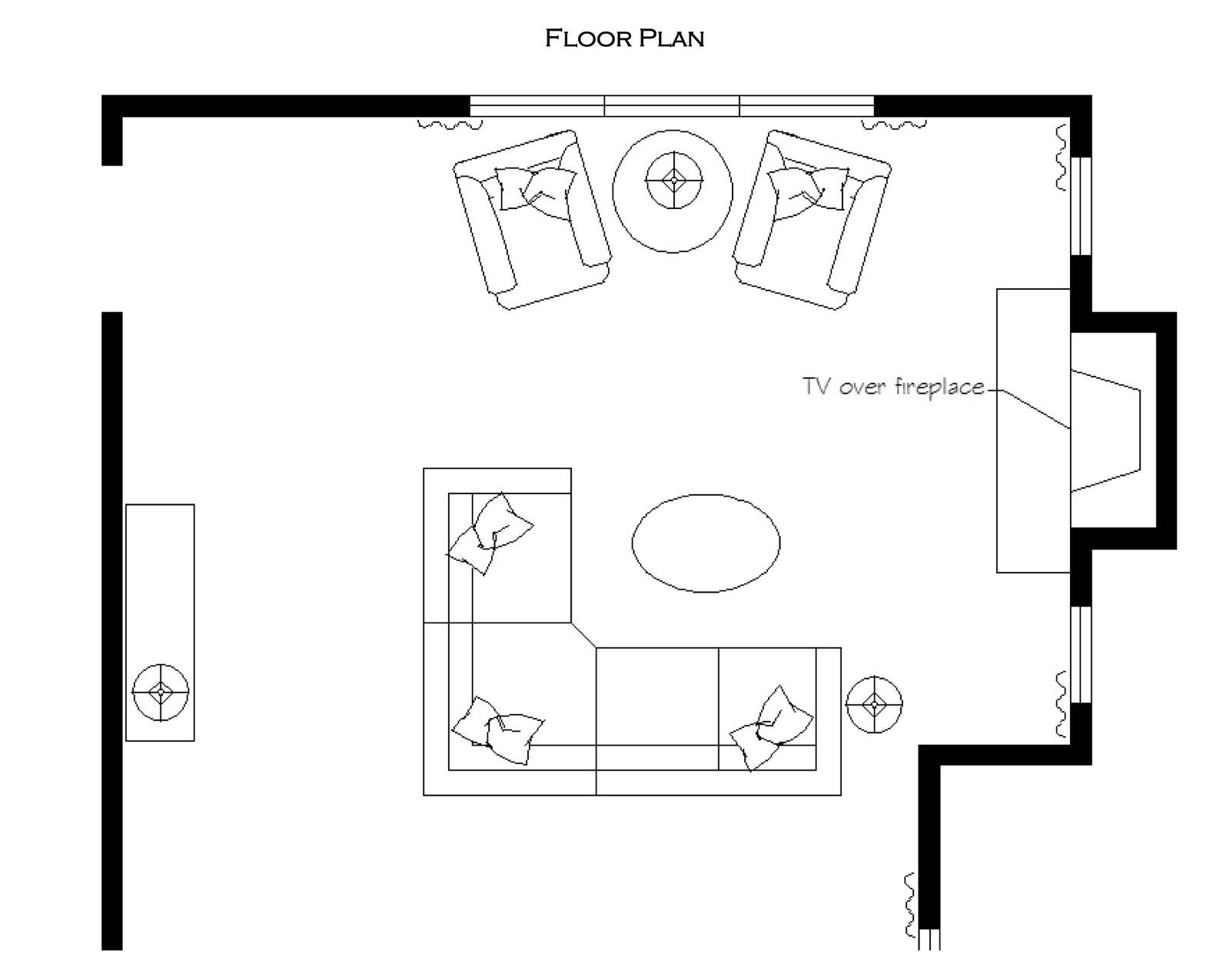 план комнаты с мебелью с размерами