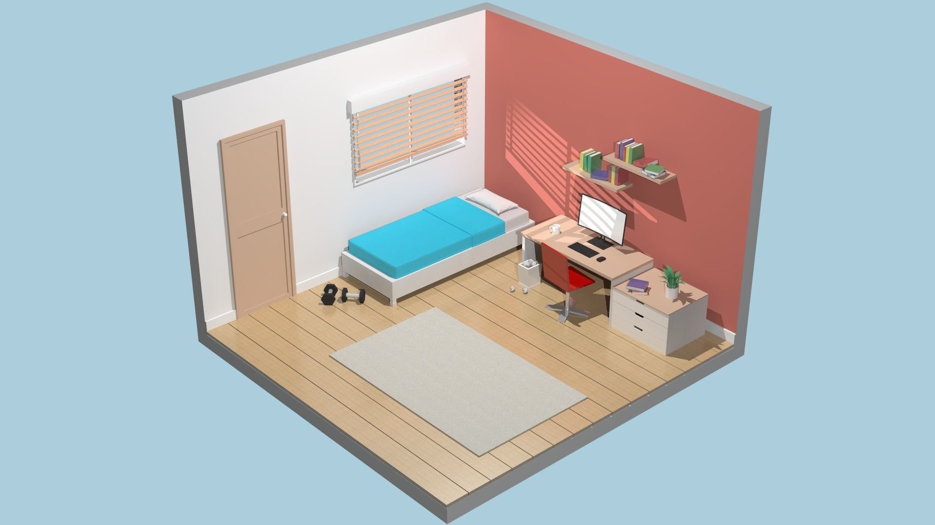 моделирование комнаты 3д с мебелью