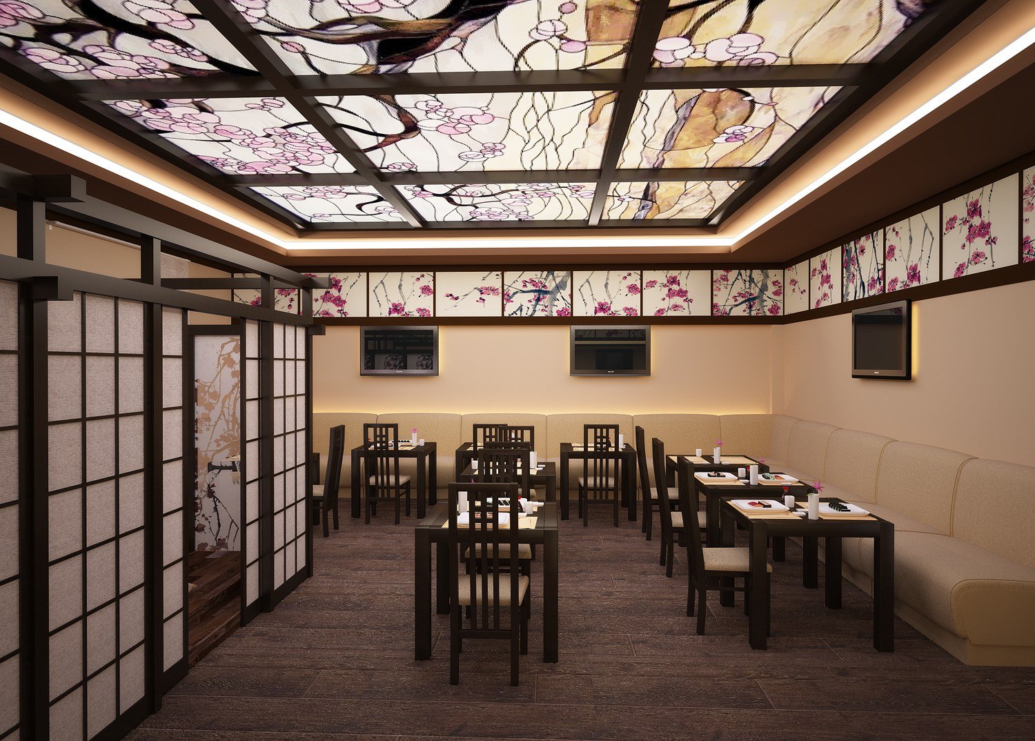 Ресторан японский ниндзя в Японии интерьер