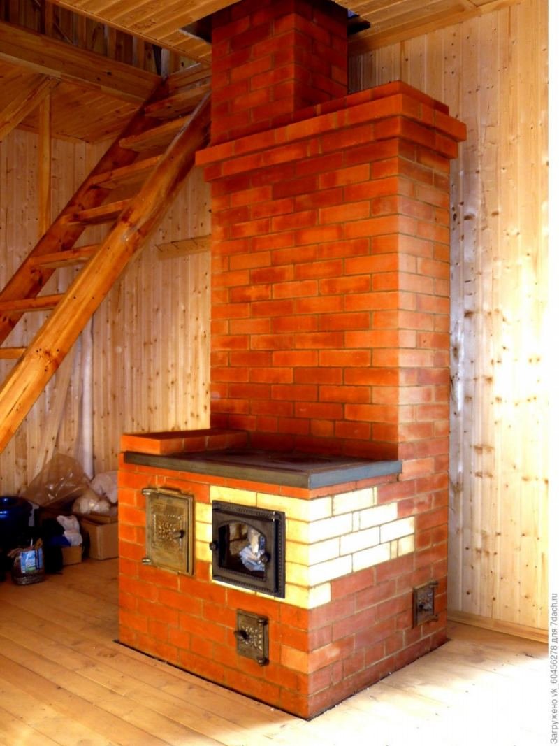 Кирпичная печь в деревянном доме