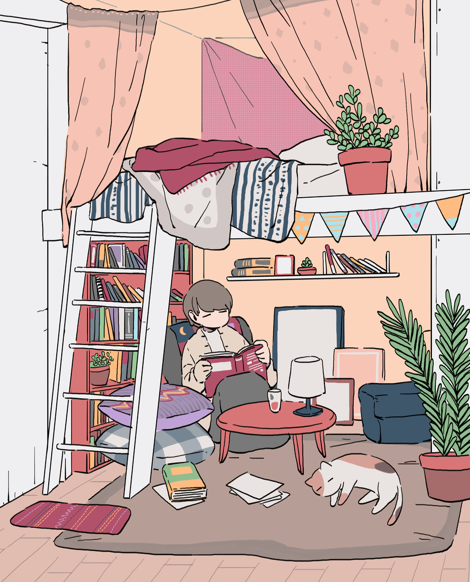 Нарисованная спальня аниме