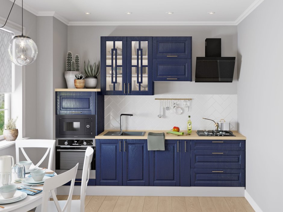 Синяя кухня в интерьере
