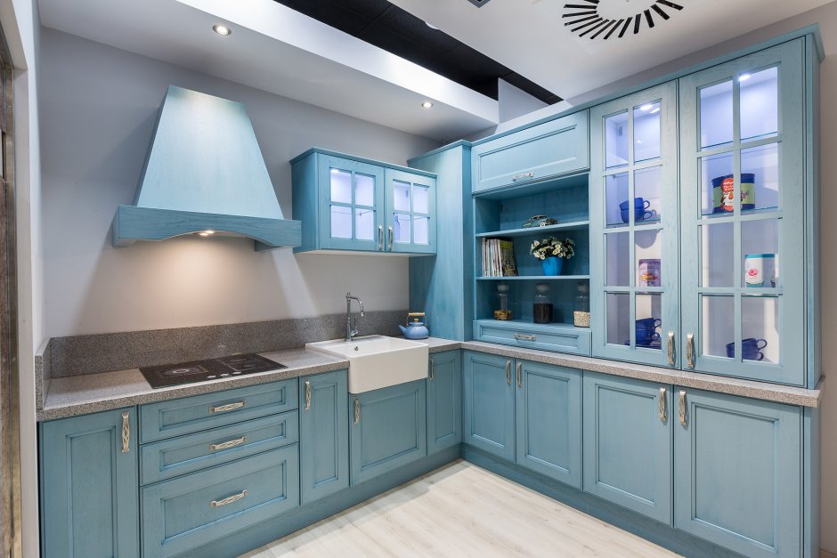 Синяя кухня в интерьере