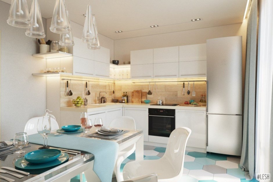 Светлая кухня в стиле Минимализм