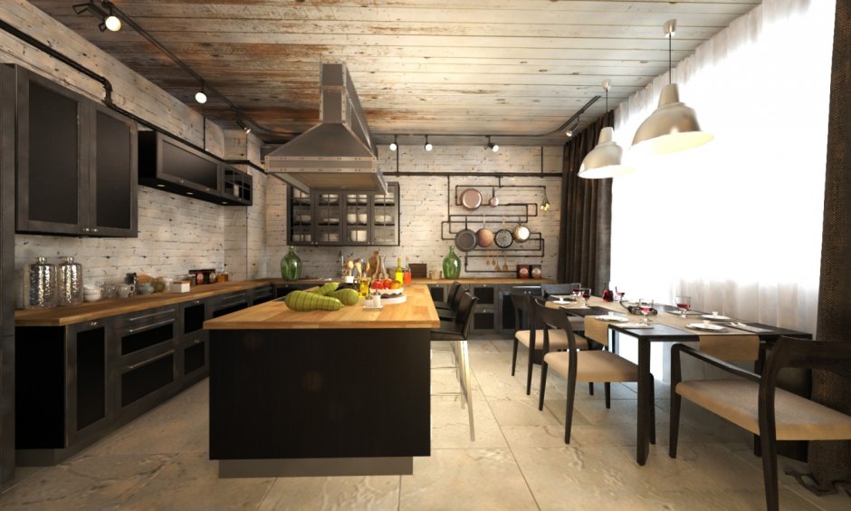 Кухня в стиле лофт в квартире икея